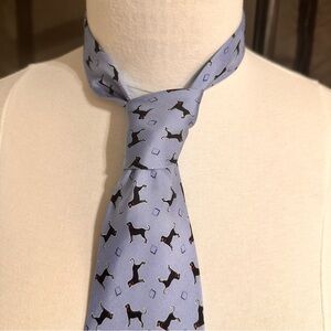 The Black Dog Men’s Tie Blue Silk Animal Print Necktie Office Classic